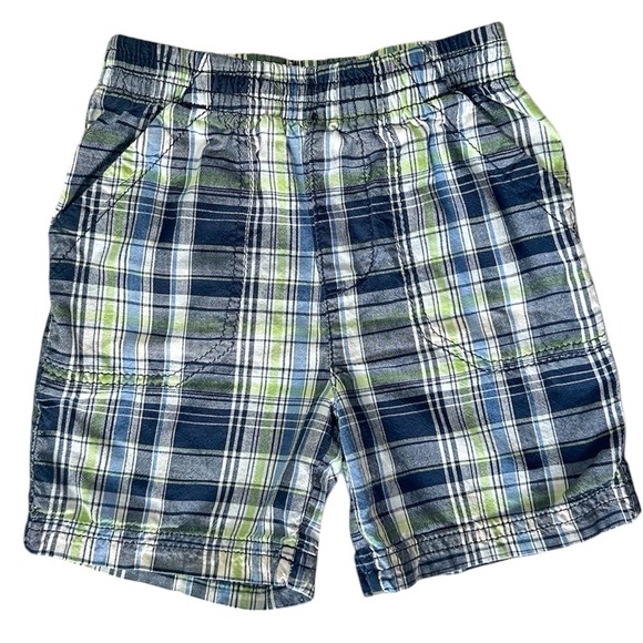 Jumping Beans Boys Green/Blue Plaid Cotton Shorts 3T - Picture 1 of 4